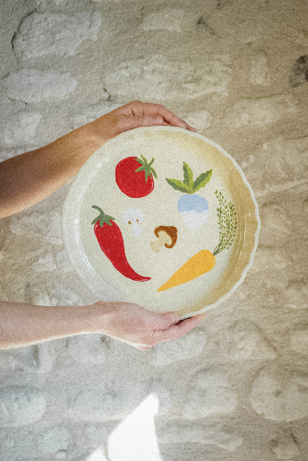 Plat à tarte illustré - Légumes