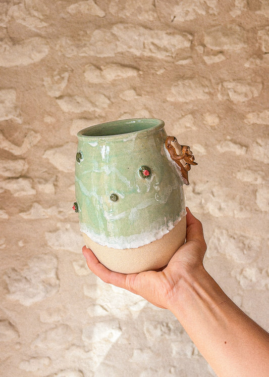 Grand vase – Loutre et son bébé