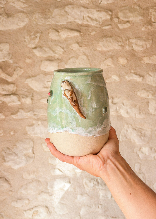 Grand vase – Loutre et son bébé