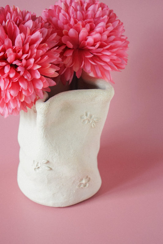 Vase artisanal brute en grès chamotté