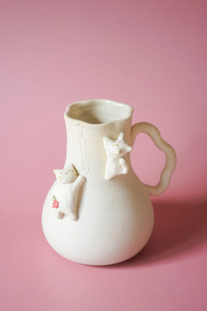 Vase artisanal en grès - chat modelé n°3