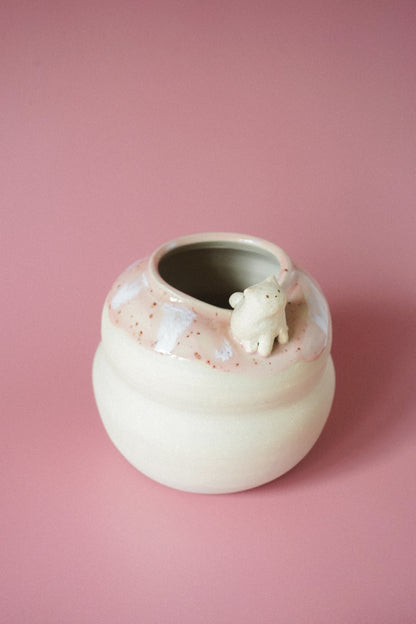 Vase artisanal en grès – chat modelé n°1