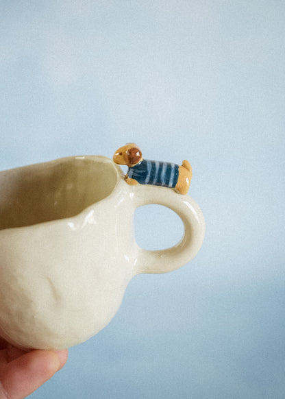 Tasse modelée - Teckel et son pull marin