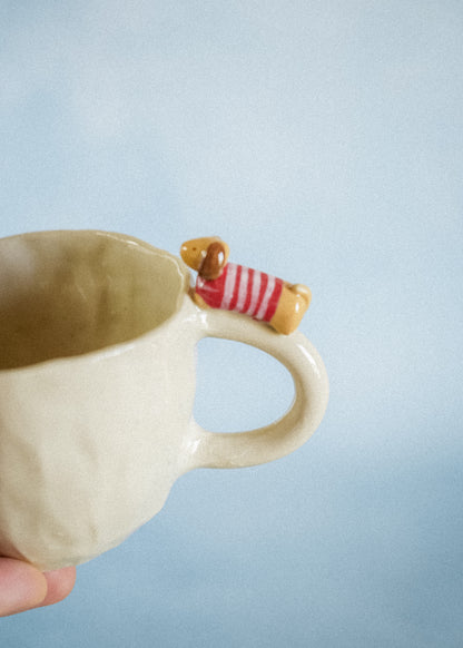 Tasse modelée - Teckel et son pull marin
