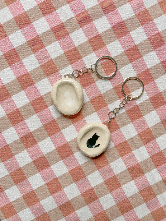 Worry Stone - chat porte-clé en gès chamotté