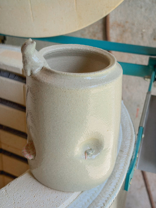 Vase artisanal en grès - chat modelé n°5