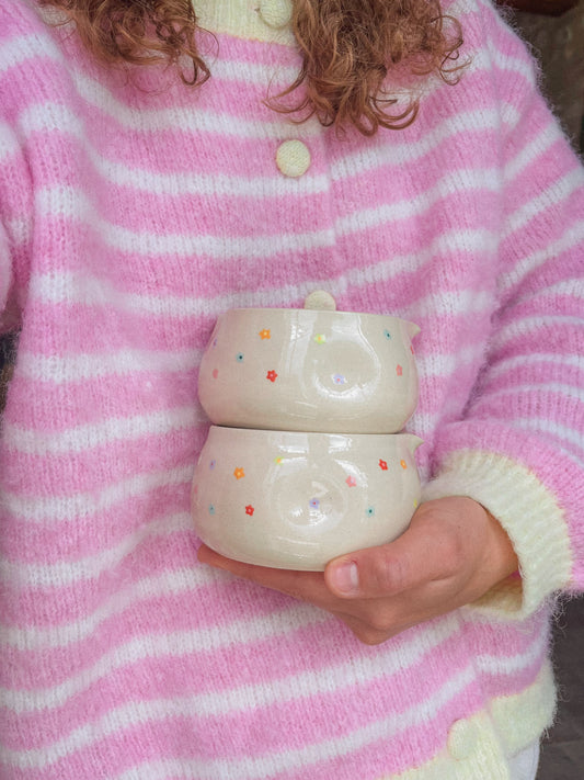 Set à matcha coeur - fleurs multicilores